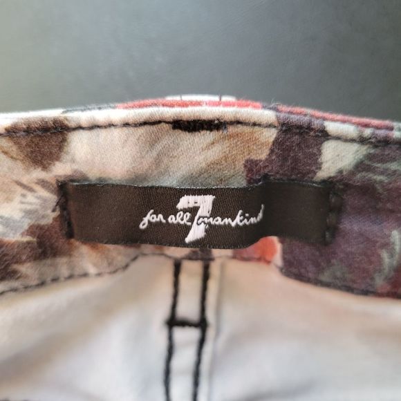 7 For All Mankind Red Pink Floral Skinny Jeans - Picture 10 of 12